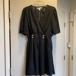 Forever 21 Black Wrap Dress with Gold Buttons